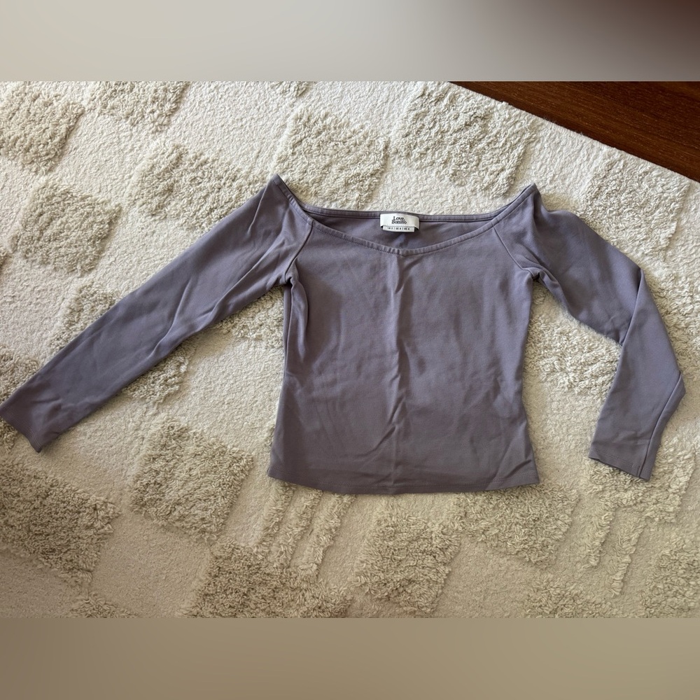Love Bonito Lavender Off-Shoulder Long Sleeve Top Size Small